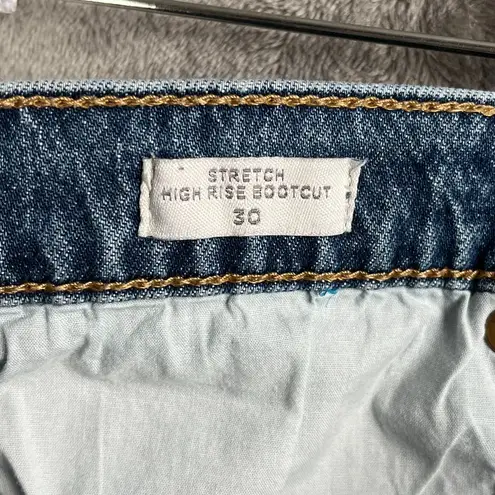 PacSun  Stretch High Rise Bootcut Jeans Women’s Size 30 Blue Denim Flared Raw Hem