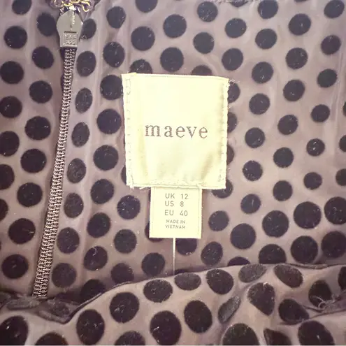 Anthropologie  Maeve Taffeta Dot Midi Skirt Size 8