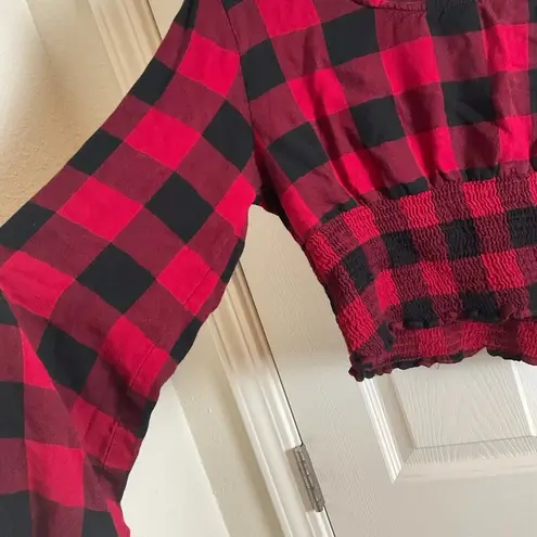 Sim & Sam Plaid Red and Black Women's Top size X-Large