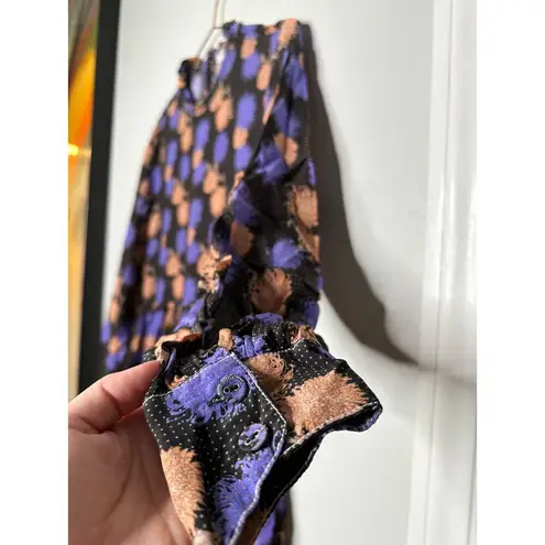 HOFMAN COPENHAGEN Purple Black Floral Elise Print Ruffles Mini Dress Size 42