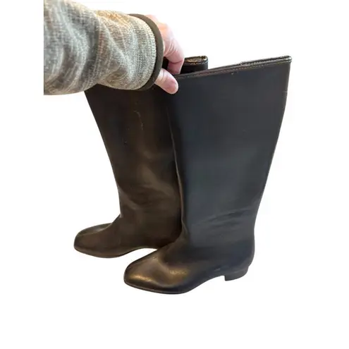 Vintage Womens Waterproof Black Riding Boots With Faux Fur Lining Size 6
