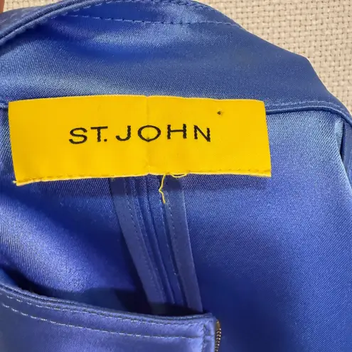 St. John Blue Bomber Jacket Gold Buttons Yellow Label Size Medium Vintage Y2K