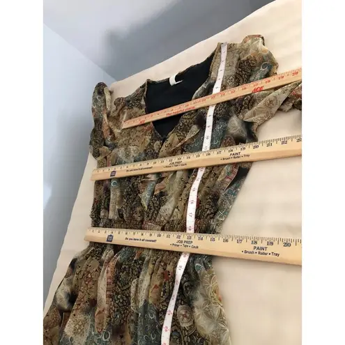 Emma & Michelle Dress Women’s 16 Multi Geo Print Boho Smocked Waist Ruffle Trim - Image 11