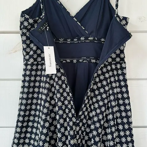 Francesca’s Trixie Quinn Ladder Trim Mini Dress NEW Medium Navy Daisy Blue