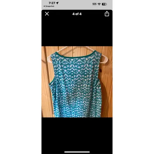 Basic Editions Women's Sleeveless Blouse M Multicolor Square Neck Blue Size M