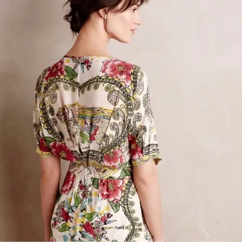 Anthropologie  Collette Dinnigan Collection 100% Silk Floral Paisley Midi Dress