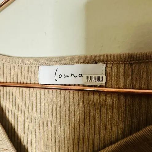 LOUNA Tan Beige Long Sleeves Top Cutout Sweater Size Large