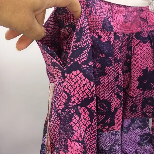 RARE Gregory Parkinson Patchwork Skirt in Pinks/Purples w/Black Lace Print