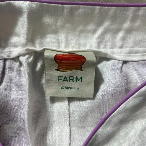 Farm Rio NWOT  Linen Womens Maxi Purple Floral Skirt Size XS Pocket Side Zipper