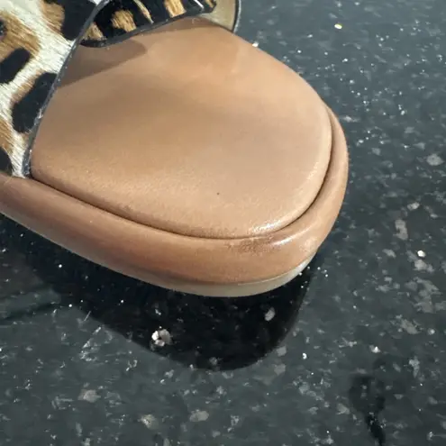 Bernardo Womens Tamer Haircalf Sandals US 7M Cream Brown Leopard Print Leather