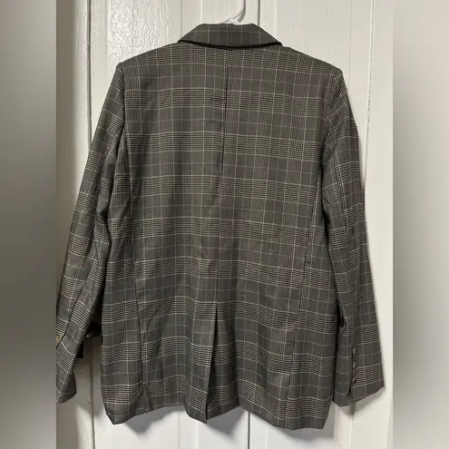 Dress Forum Boyfriend one button houndstooth plaid blazer jacket size large