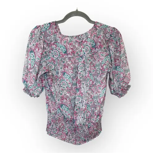 Maison d’Amélie Paris Boho Floral Paisley Smocked Top M Cottagecore Preppy Chic Pink Size M