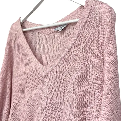 Ophelia Roe Soft Pink Knit V Neck Sweater Size XL NWT Womens