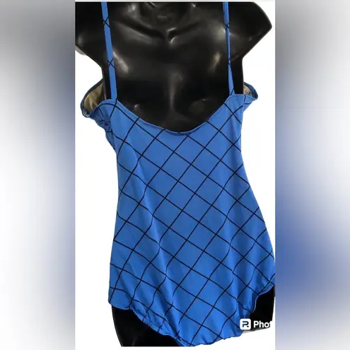 Maxine of Hollywood Blue Diamond One Piece Swimsuit Vintage