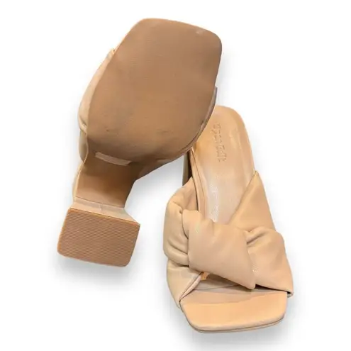 Open Edit Women 5.5M Saydee Nude Pillowy Faux Leather Block Heel Sandals Slides