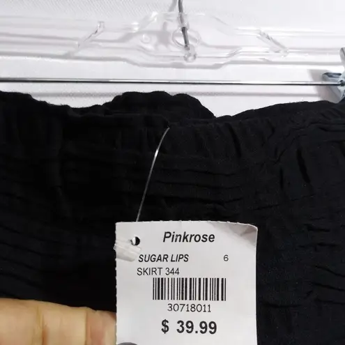 Sugar Lips  Black Bandage Textured Ribbed Bodycon Skirt Midi Size One size