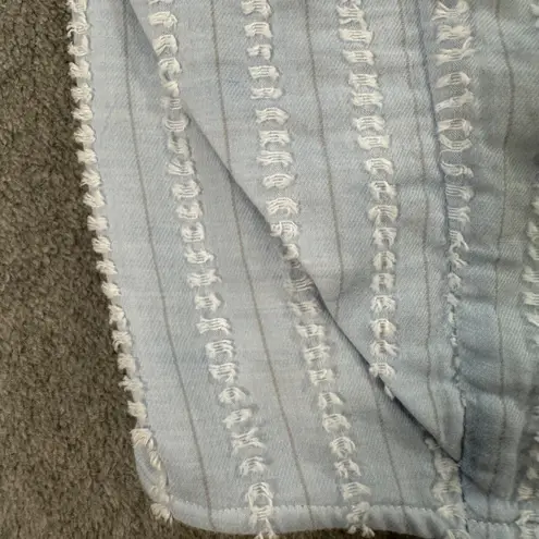 Koch Ruffle Sleeve Cropped Top Size X-Small Blue Stripe V-Neck