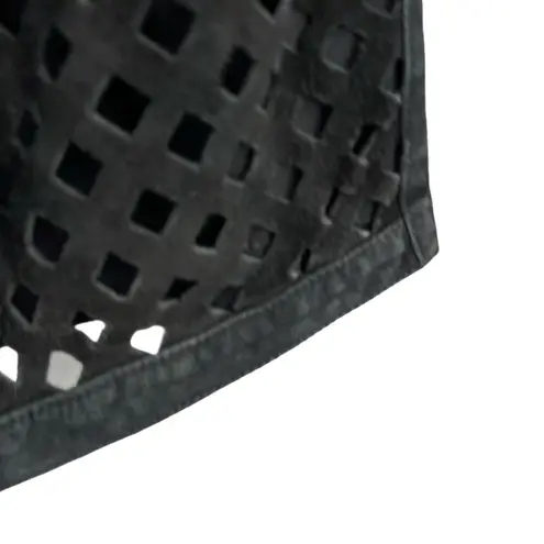 Melanzana Skirt Black Suede Laser Cut Design Soft Leather USA Made Size 6