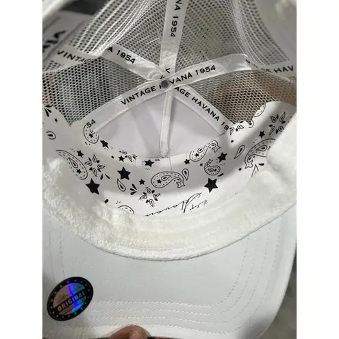 Vintage Havana Slam Trucker Hat White Silver Glitter Star Mesh Snapback NWT