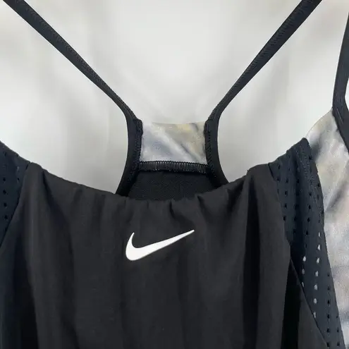 Nike  Tankini Size Small Earth Dye Swim Tie Dye Black Gray Layered Sports Bra NWT