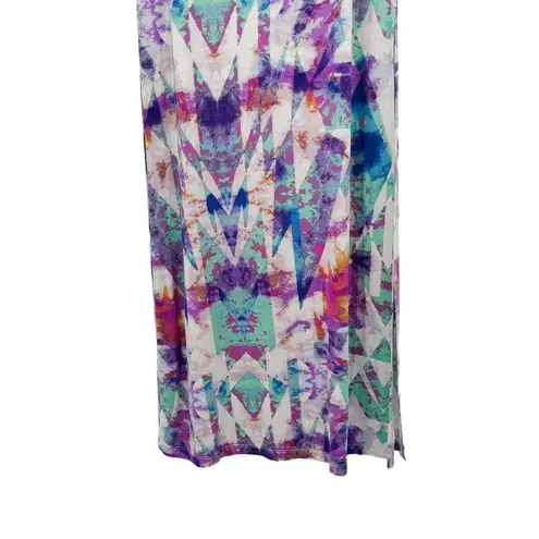 Urban Outfitters Abstract Colorful Geometric Printed Boho High Waisted Maxi Skirt Side Slit