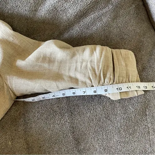 MICHAEL Michael Kors Tan Linen Cropped Sleeve Minimalist Blazer Jacket 6