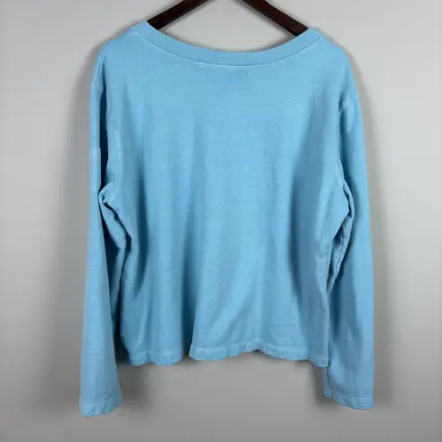 Fresh Produce Sweatshirt Womens Large Blue St Thomas Flip Flops V-Neck Cotton L