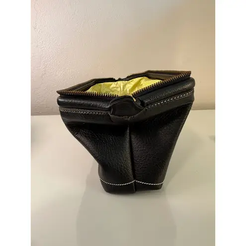 Vintage Black Avon x Amity Train Case Makeup Bag | Yellow Vinyl Lining | 10x4x4 Black