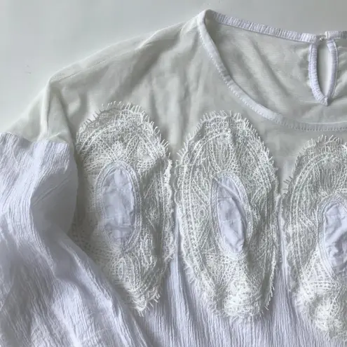 Ellison White Top Crochet Swimsuit Cover Up Large