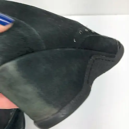 Aquatalia Greenish black Suede Leather Studded Wedge Loafers 8.5 Western