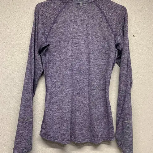 Nike  Running Dri Fit Womens 1/4 Zip Pull Over Shirt Purple/Olive Green Size Sm