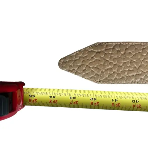 The Leather Shop Women’s M Brass Buckle Wide Belt Embossed Tan Leather Cowgirl