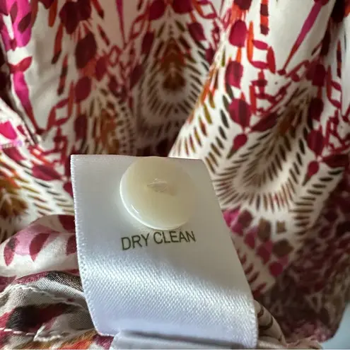 Garnet Hill 100% Silk Floral Green and Orange Ikat Women's Top Size 16