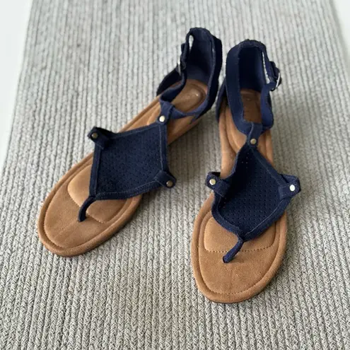 Koolaburra by Ugg  Navy Blue Mesh Perforated Suede Wedge Sandals Sz 9.5
