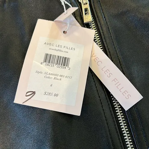 Avec Les Filles NWT  High-Waist Zip-Front Leather Mini Skirt