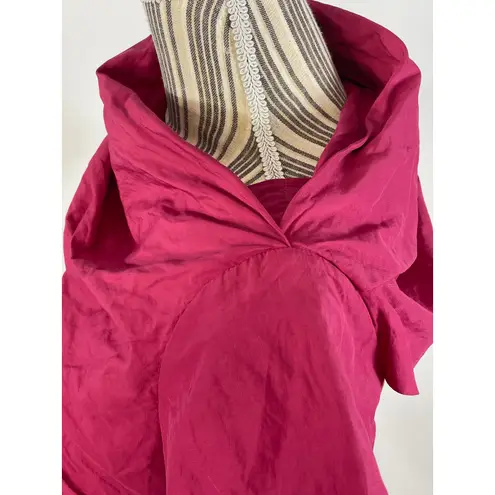 W By Worth Worth Pink Top Crushed Texture Draped Asymmetric Neckline Frayed Edges Size 4