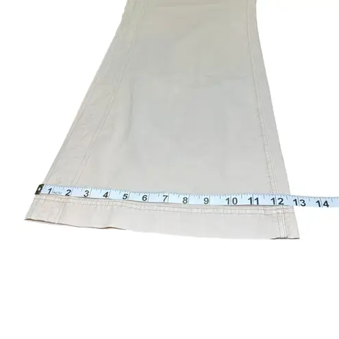 American Eagle Womens Baggy Flare Pants Low Rise Cream Stretch Belted Utility 10 Tan