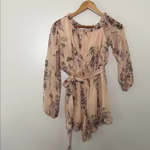 Allison New York One Shoulder Floral Romper ruffle one