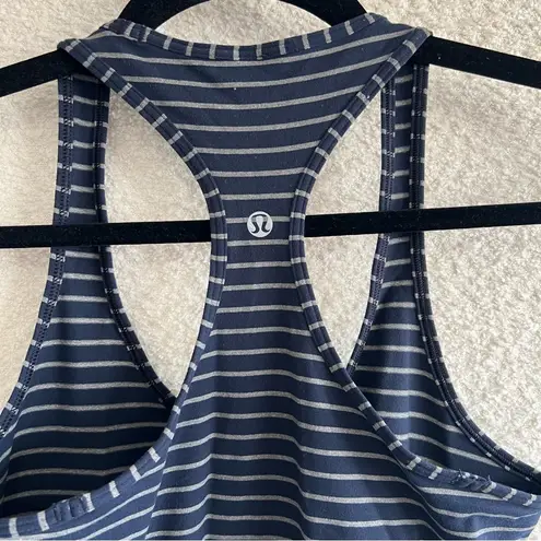 Lululemon  Women’s Cool Racerback Blue Gray Stripe Tank‎ Top Size S/M