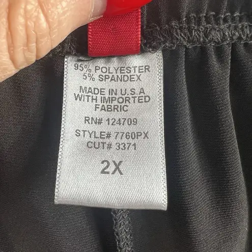 IC COLLECTION By Connie K Plus 2X High Rise Wide Leg Pants Black Heavy Ponte