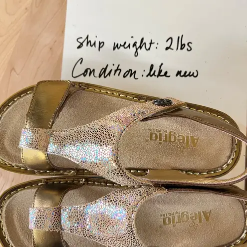 Alegria Kendra Gold Leather Luminescent Accent Sandals Size 38 8