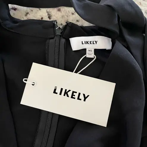 Likely Womens Ruffle Bell Cuff Long Sleeve Crop Lettie Peplum Top Black XS NWT