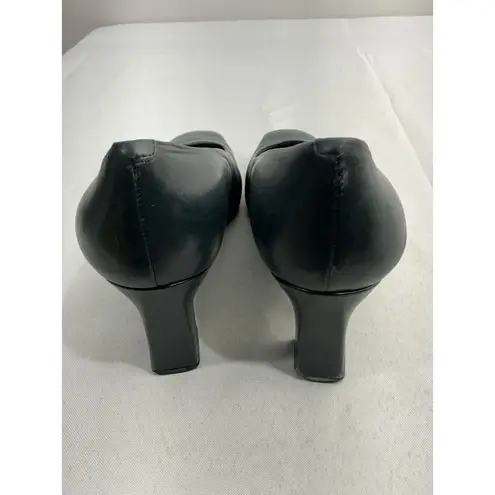 Womans Calico Slip On Pumps 8 M Blue Square Toe Heel