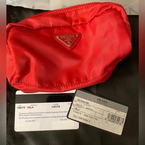 Prada | Red Pouch for Cosmetics and/or a Clutch. NWT! Beautiful Red!