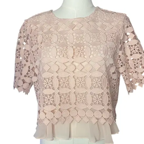 Sandro Paris Claude Nude Pink Lace
Peplum Top Size 3 (L)E10851E