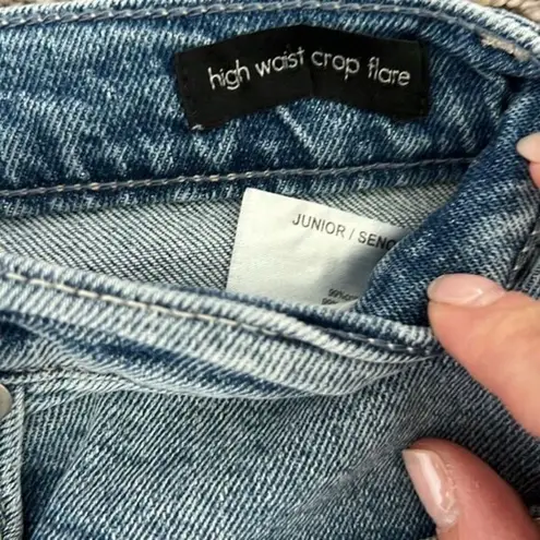 Ella Moss High Waist Crop Flare Distressed Blue Jeans Size 25