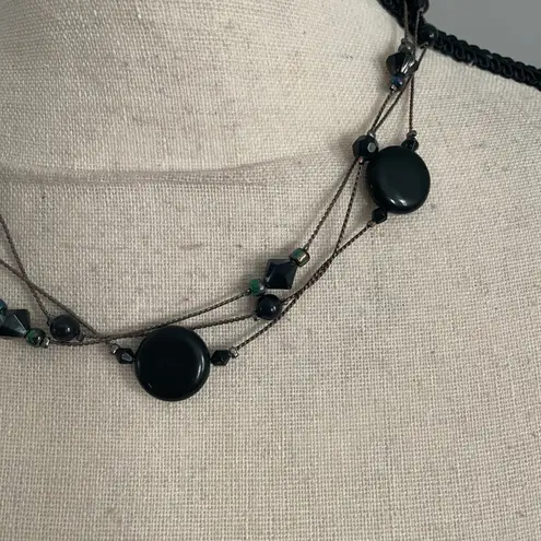 Elegant Black Beaded Layered Necklace Chain Y2K Trendy Chunky Artsy Jewelry