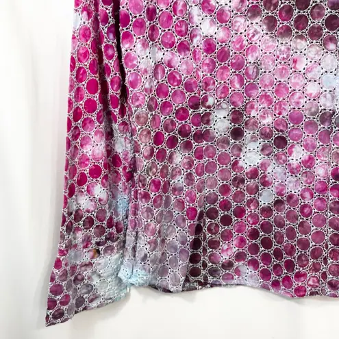 Willi Smith Medium Top Handmade Tie Dye Pink Eyelet Embroidered Cotton Boho 1687