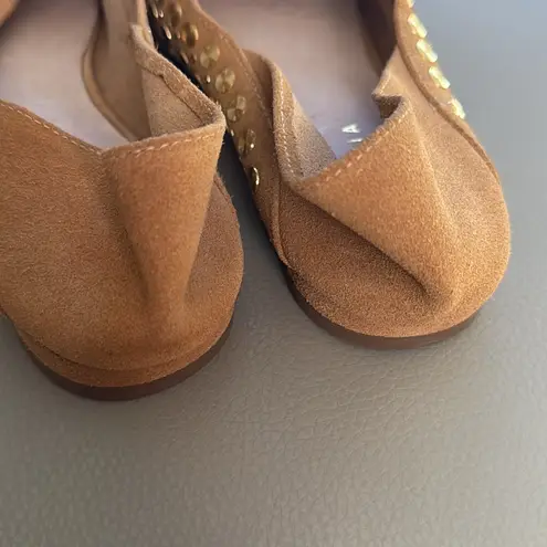 Cecelia New York Mojito Studded Leather Moccasin Flats Sand Size 8.5 Tan