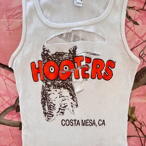 American Apparel y2k hooters print cut out ribbed tank top